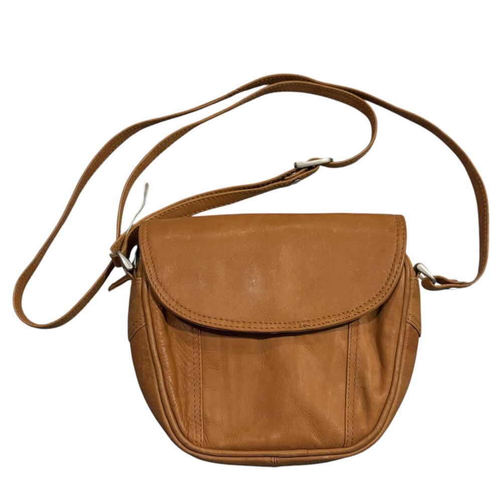 Bacci Tan Company Distressed Leather Mini Flap CrossBody Bag Purse Handbag